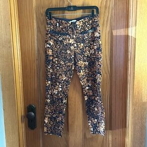Anthropologie The Essential Slim Pants Floral & Leopard / Cheetah Print Sz 2 US
